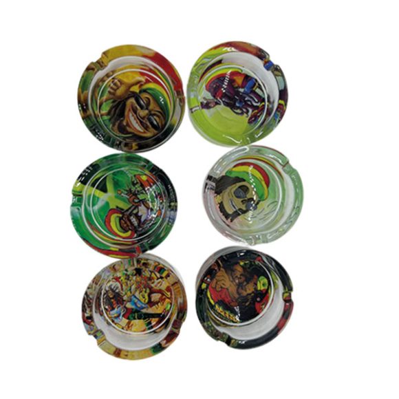 Glazen asbak - verschillende motieven -Jamaican  - display (6 stuks) - Afbeelding 2