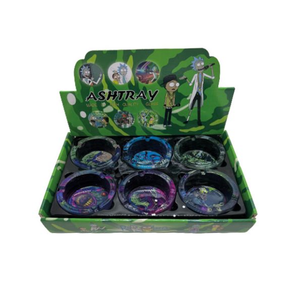 Glazen asbak - verschillende motieven -Skelton  - display (6 stuks)