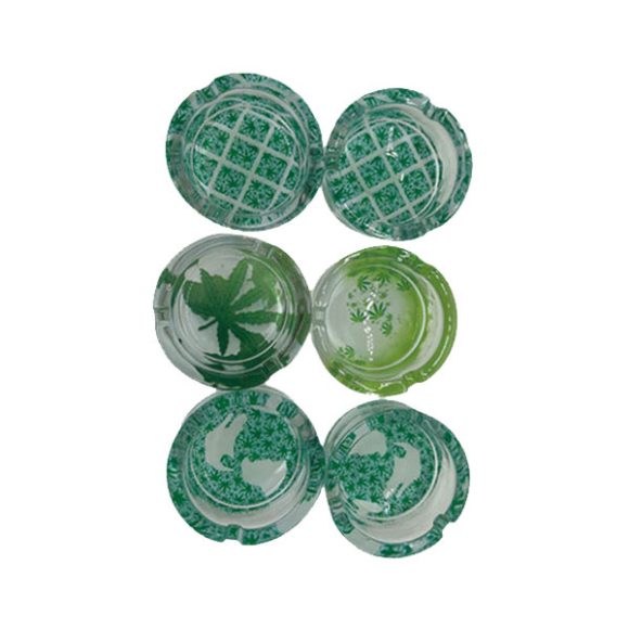 Glazen asbak - verschillende motieven - wietblad - display (6 stuks) - Afbeelding 2