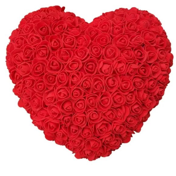 Rose/Rozen Hartvorm Bloem -25 cm - Inclusief Transparante Geschenkdoos