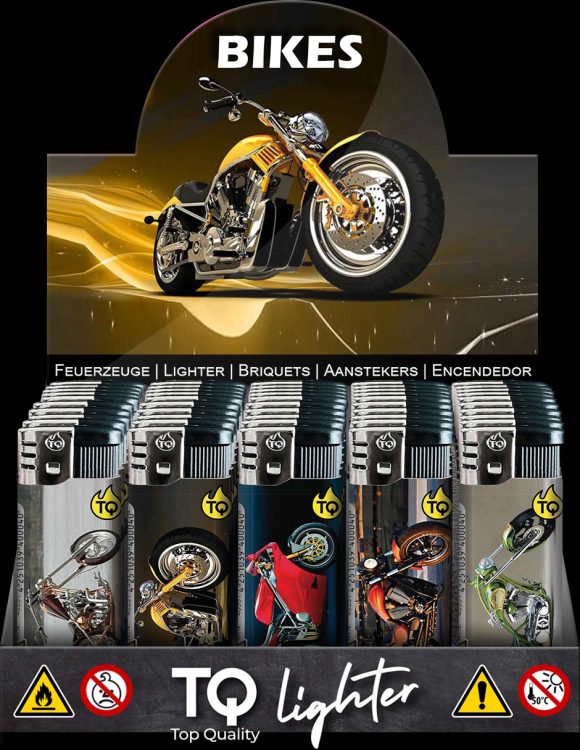 Elektronische aansteker hervulbaar – Design Bikes – Display 50 stuks