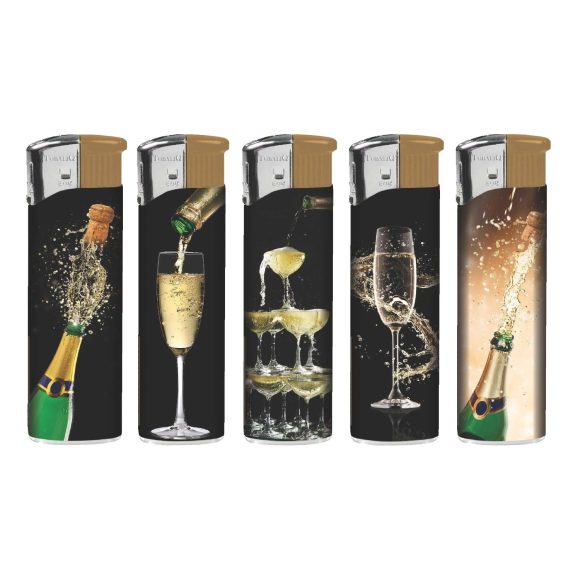 Elektronische aansteker hervulbaar – Design Champagne – Display 50 stuks - Afbeelding 2