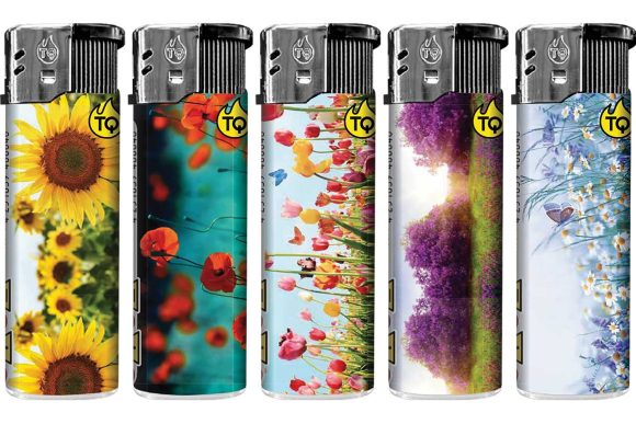 Elektronische aansteker hervulbaar – Design Flower Land – Display 50 stuks - Afbeelding 2
