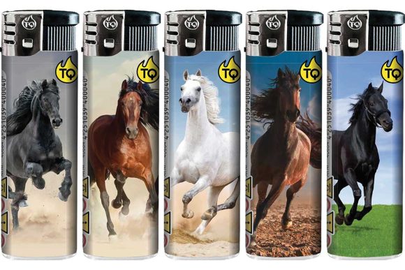 Elektronische aansteker hervulbaar – Design Free Horses – Display 50 stuks - Afbeelding 2