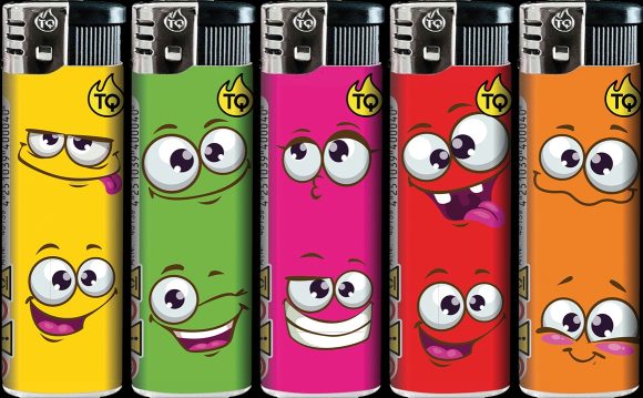 Elektronische aansteker hervulbaar – Design Happy Faces – Display 50 stuks - Afbeelding 2