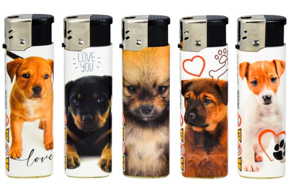 Elektronische aansteker hervulbaar – Design Hunde 3 – Display 50 stuks - Afbeelding 2