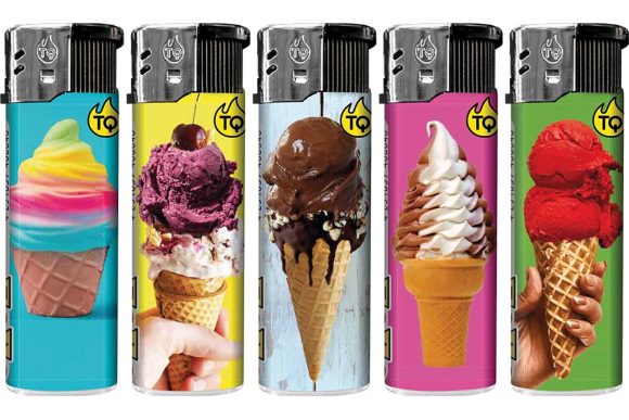 Elektronische aansteker hervulbaar – Design Ice Cream – Display 50 stuks - Afbeelding 2