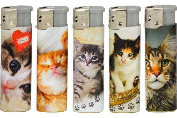 Elektronische aansteker hervulbaar – Design Katzen 3 – Display 50 stuks - Afbeelding 2