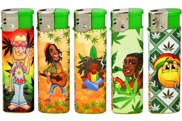 Elektronische aansteker hervulbaar – Design Rasta Rules 3 – Display 50 stuks - Afbeelding 2