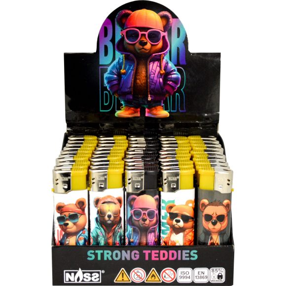 Elektronische aansteker hervulbaar – Design Strong Teddies – Display 50 stuks