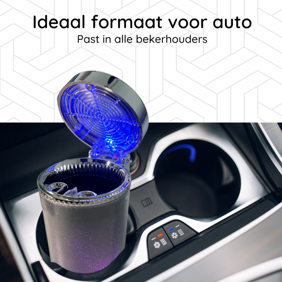 Auto Asbak met Led Light - voor Bekerhouder - Deksel - Buiten - Prullenbakje - Geurbestendig - Vlambestendig - Car Ashtray - Zwart - Afbeelding 8