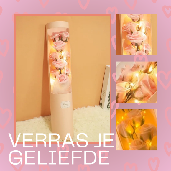 Flower box - Luxueus Rozenboeket in Geschenkdoos met LED Verlichting - Afbeelding 2