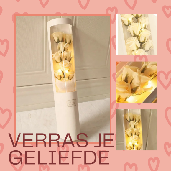 Flower box - Luxueus Rozenboeket in Geschenkdoos met LED Verlichting - Afbeelding 4