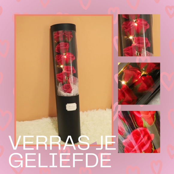 Flower box - Luxueus Rozenboeket in Geschenkdoos met LED Verlichting - Afbeelding 6