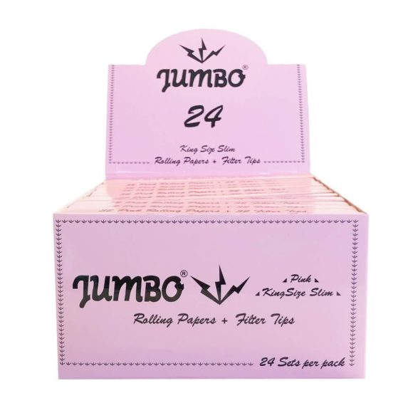 Jumbo Pink Kingsize Slim Vloei + Filtertips | 24 Pakjes - Afbeelding 2