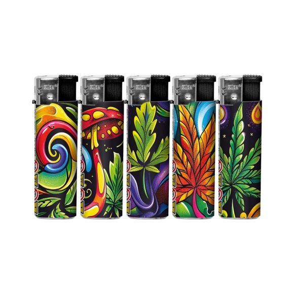 Elektronische aansteker hervulbaar – Design Weed Garden – Display 50 stuks - Afbeelding 2