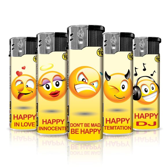 Elektronische aansteker hervulbaar – Design Happy Smile – Display 50 stuks - Afbeelding 2