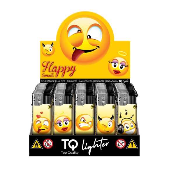 Elektronische aansteker hervulbaar – Design Happy Smile – Display 50 stuks