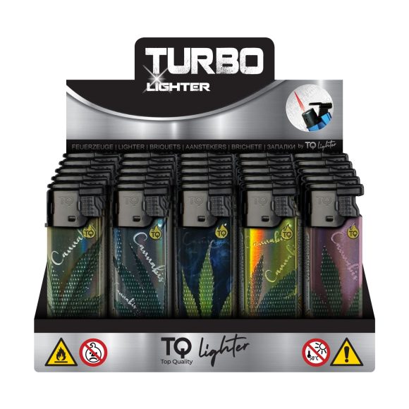 Tobaliq – Turbo Aansteker – Design Cannabis– Display 25 stuks