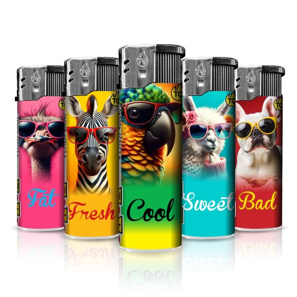Elektronische aansteker hervulbaar – Design Animal Sunglasses – Display 50 stuks - Afbeelding 2