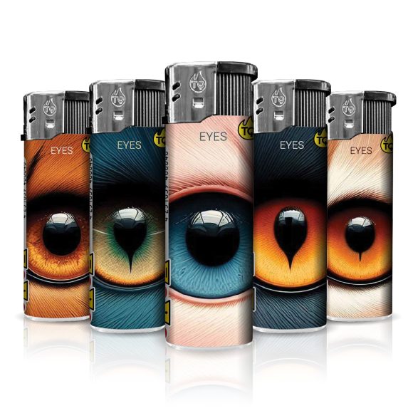 Elektronische aansteker hervulbaar – Design BIG EYES – Display 50 stuks - Afbeelding 2