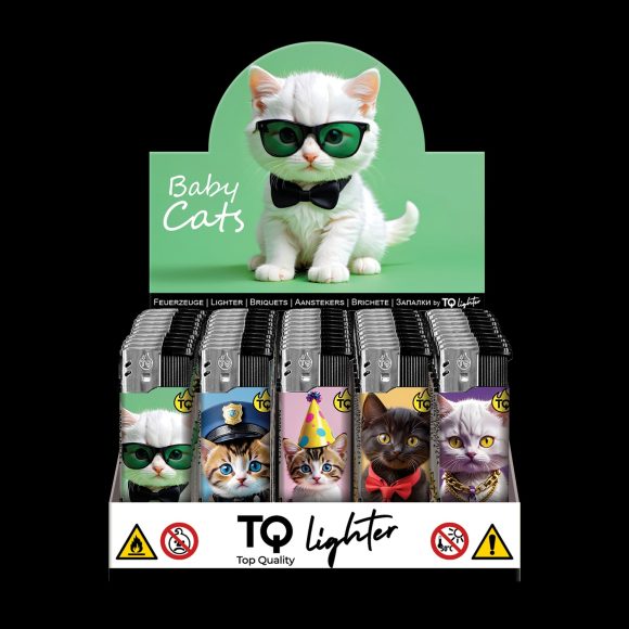 Elektronische aansteker hervulbaar – Design Baby Cats – Display 50 stuks