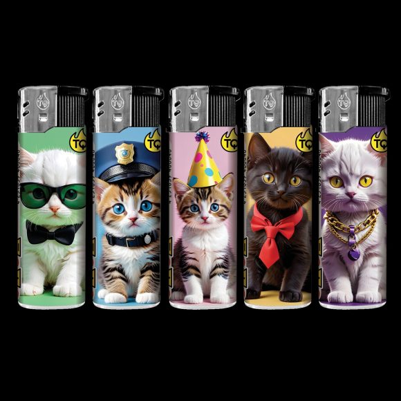 Elektronische aansteker hervulbaar – Design Baby Cats – Display 50 stuks - Afbeelding 3