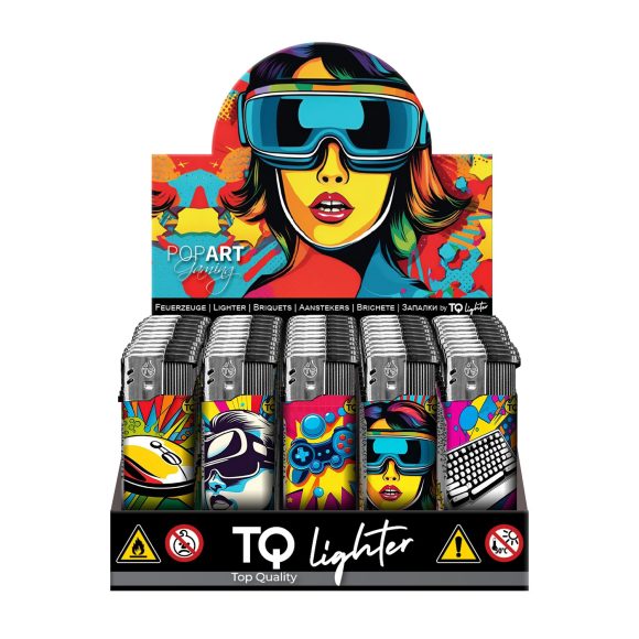 Elektronische aansteker hervulbaar – Design Pop Art Gaming – Display 50 stuks