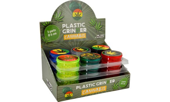 CannabisGrind – Kunststof Grinder met Motieven – 24-delige display