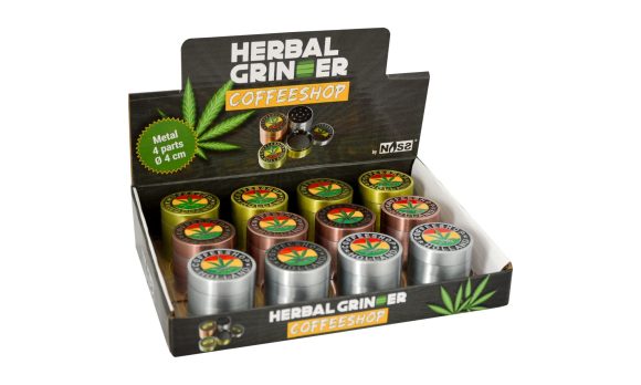 Coffeeshop Metall-Grinder – 4-delig, Ø 4 cm – 12-delige display