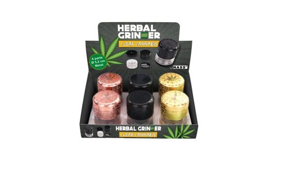 Metal Grinder "Clear Cannabis" – 6-delige display
