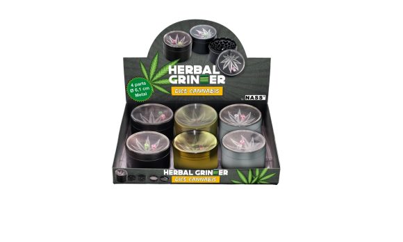Herbal Grinder "Dice Cannabis" – 6-delige display