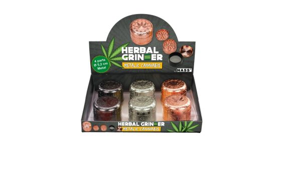 Metal Grinder "Metallic Cannabis" – 6-delige display