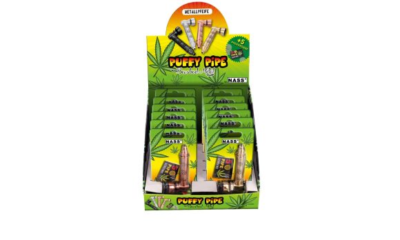 Puffy Pipe Brushed Metal – incl. 5 vervangzeefjes, 12-delige display