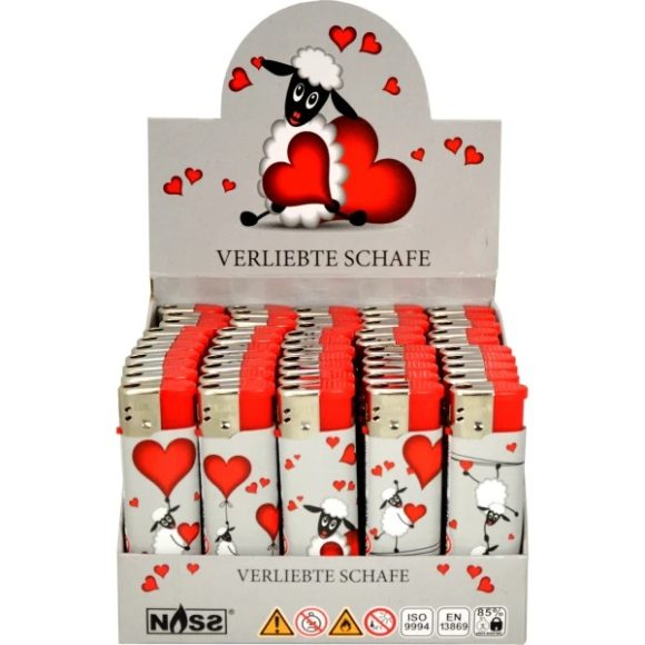 Elektronische aansteker hervulbaar – Design Verliefde Schaap – Display 50 stuks