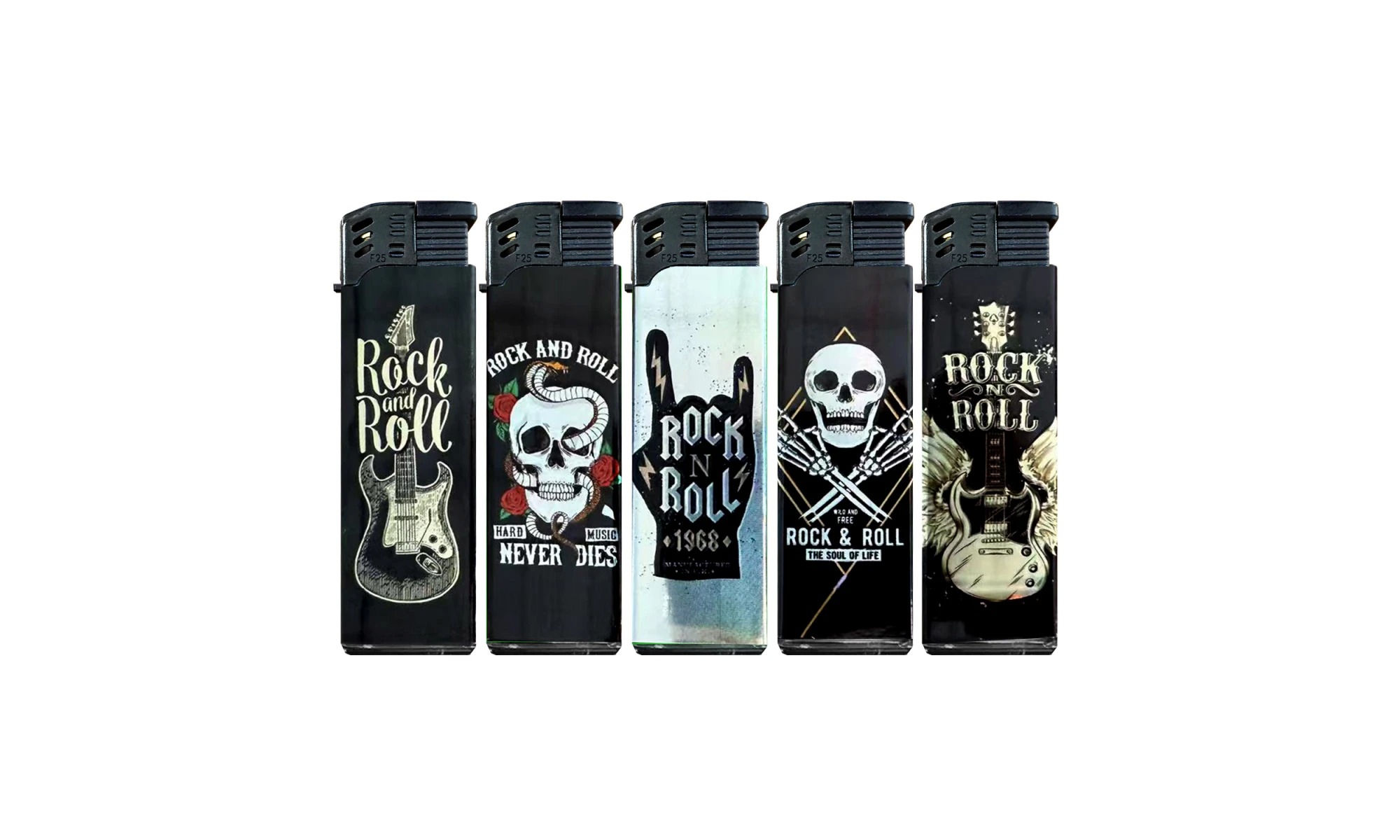 Tobaliq - Display 50 stuks- Turbo Aansteker - Design 3D JET- Rock N Roll - Afbeelding 3