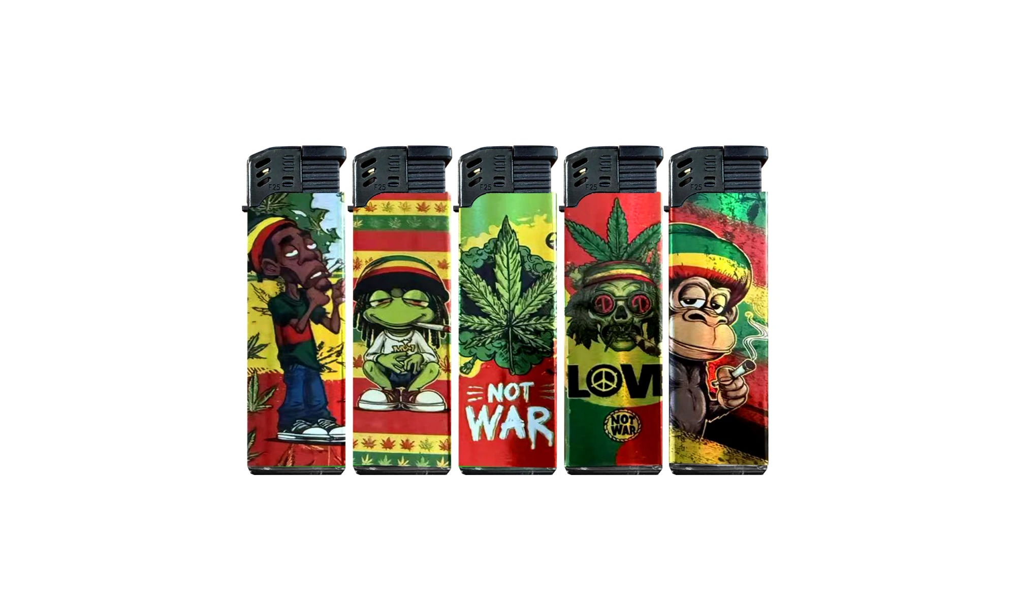 Tobaliq - Display 50 stuks- Turbo Aansteker - Design 3D JET- Rasta Puff - Afbeelding 2