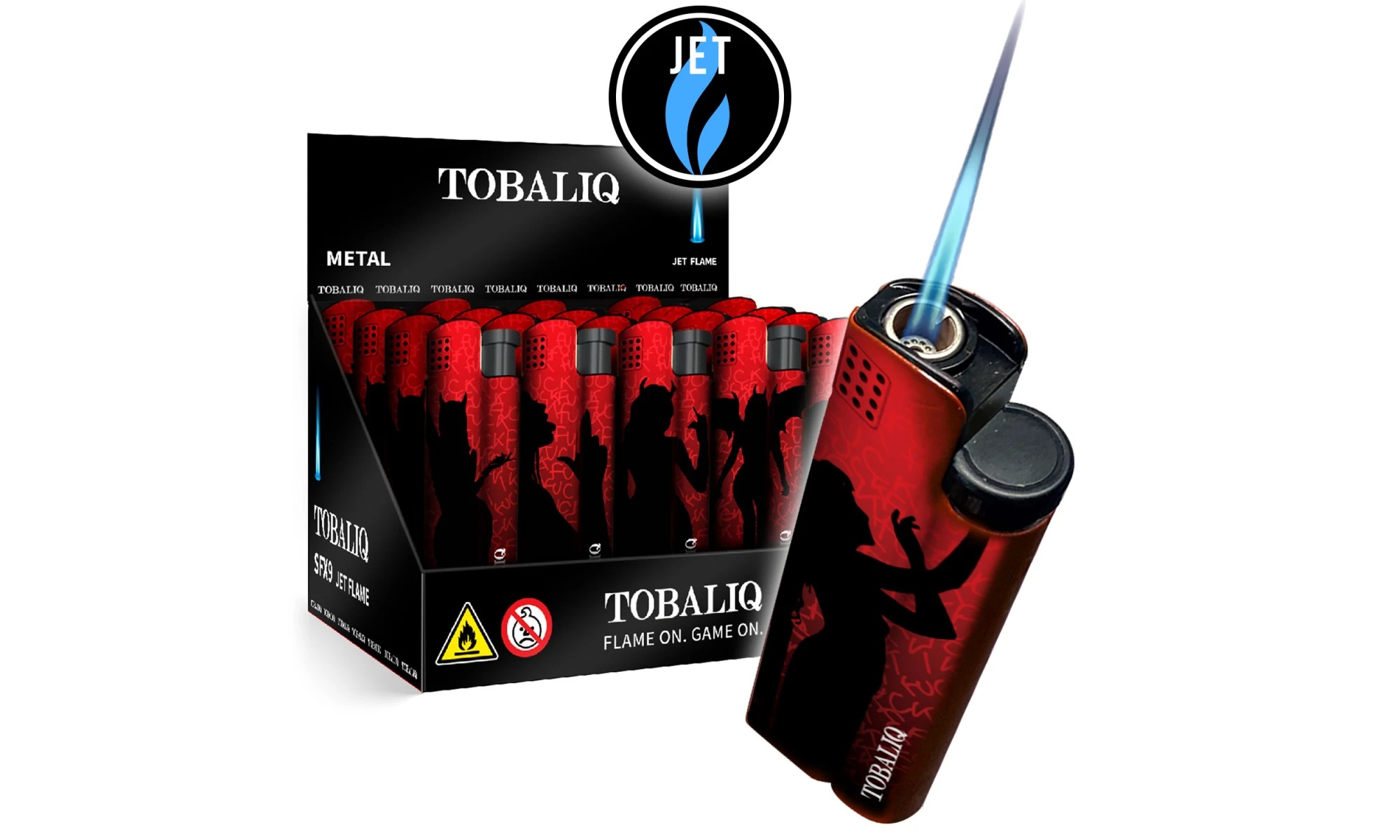 Tobaliq Jet-Flame aansteker – 25-delig display Devil Girl Edition.