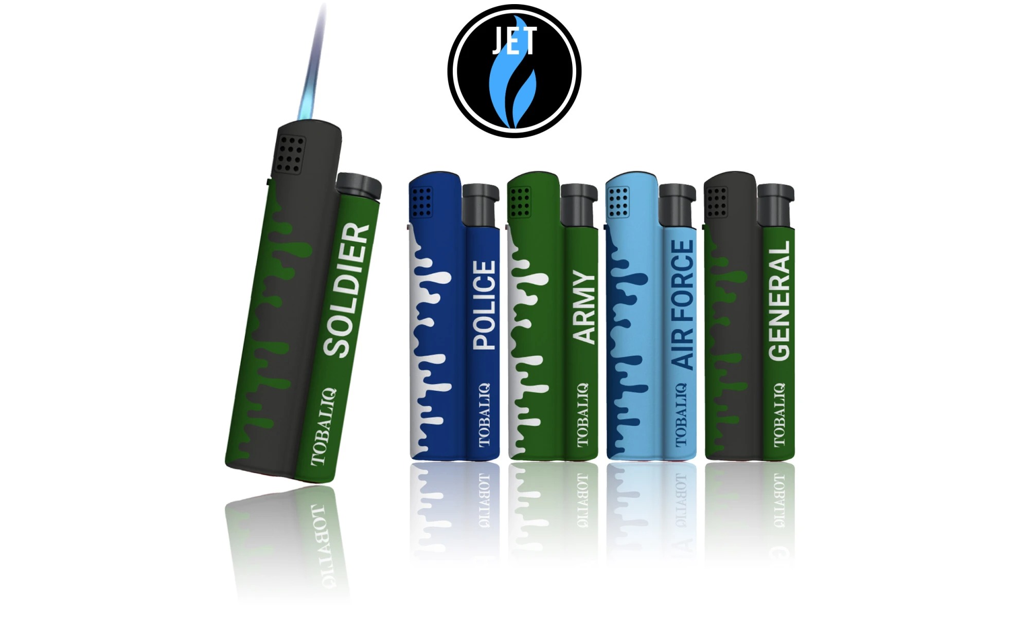 Tobaliq Jet-Flame aansteker – 25-delig display MILITARY Edition. - Afbeelding 2