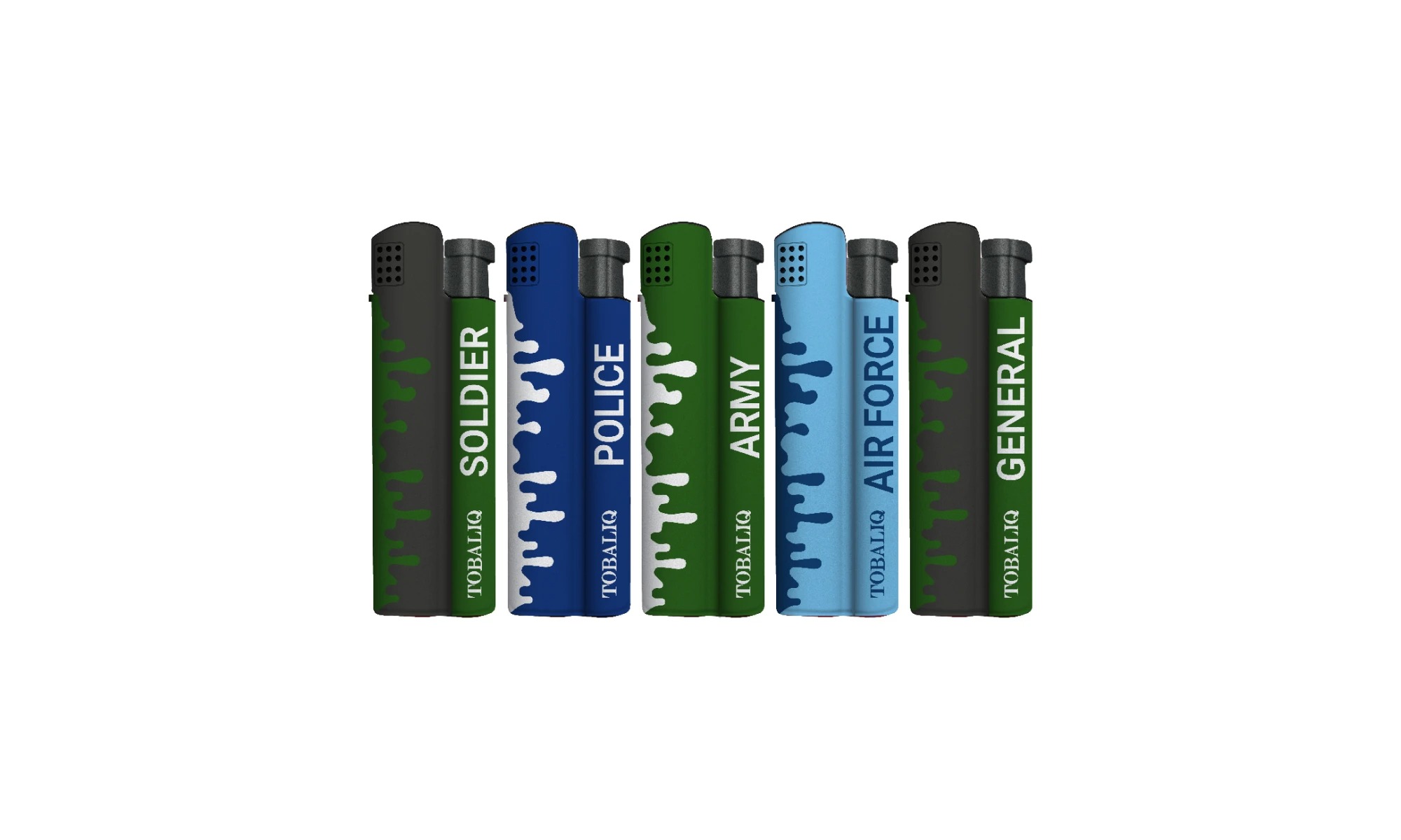 Tobaliq Jet-Flame aansteker – 25-delig display MILITARY Edition. - Afbeelding 3