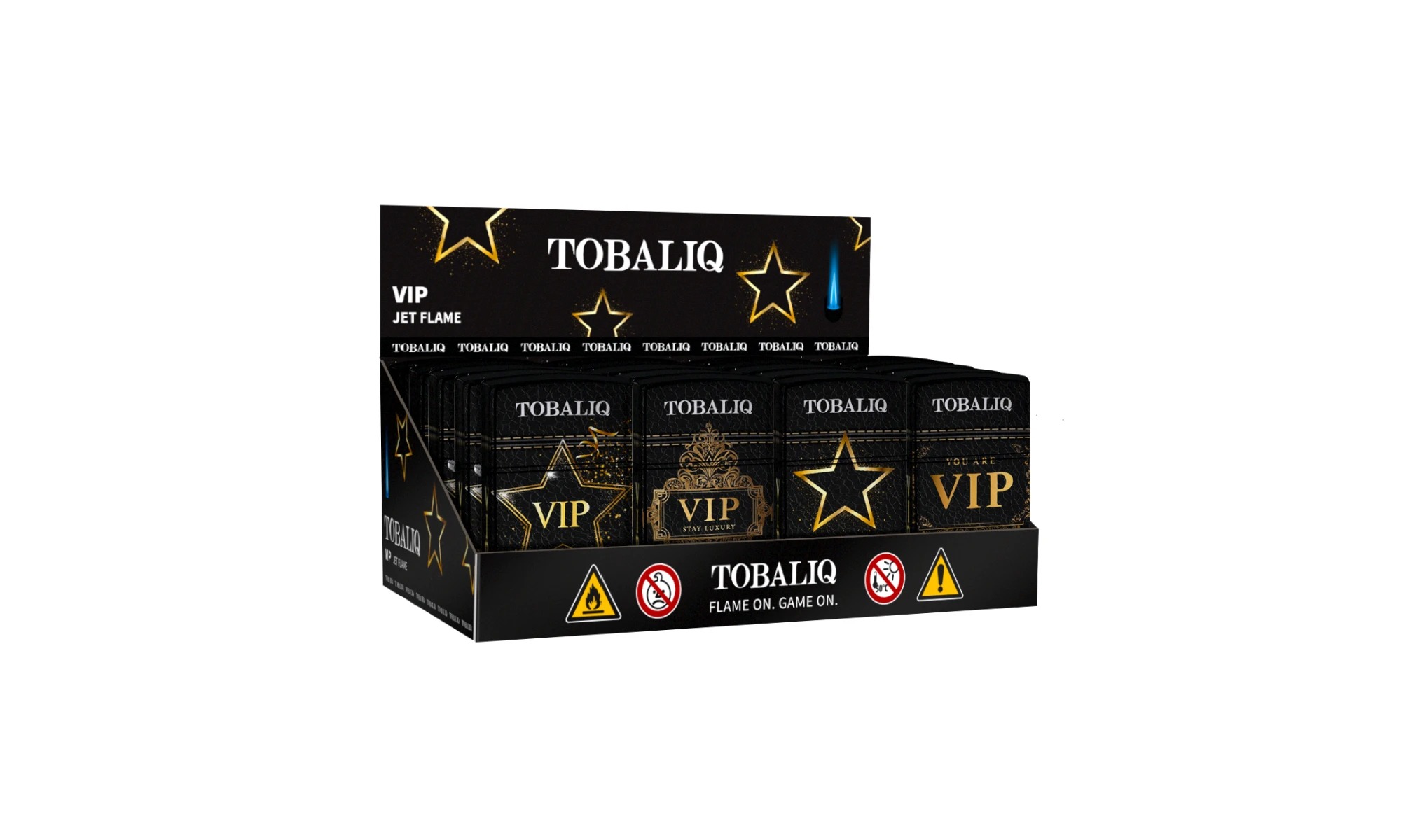 Tobaliq Jet-Flame aansteker – VIP Edition, 20-delig display.