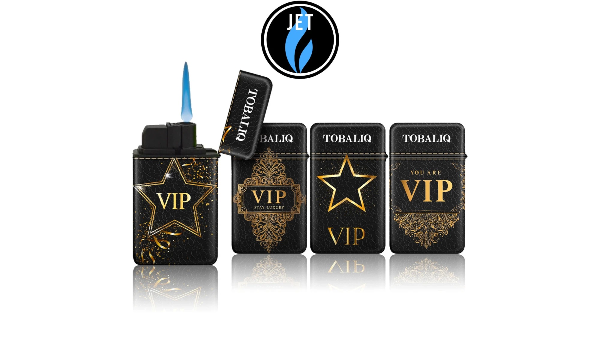Tobaliq Jet-Flame aansteker – VIP Edition, 20-delig display. - Afbeelding 2