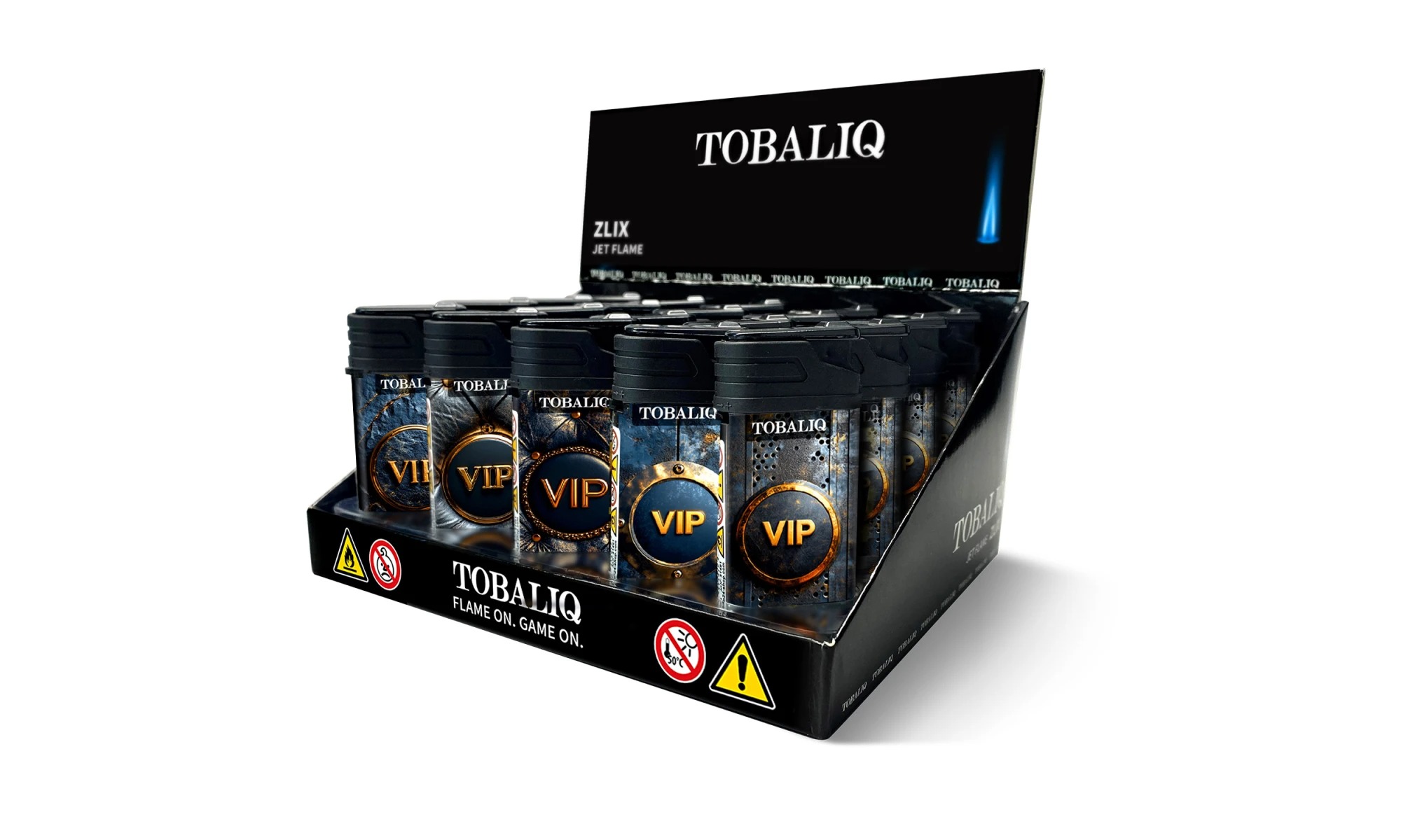 Tobaliq ZLIX Jet-Flame aansteker – VIP Edition, 20-delig display.